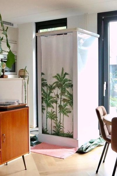 mobiele douche in huis - woonkamer